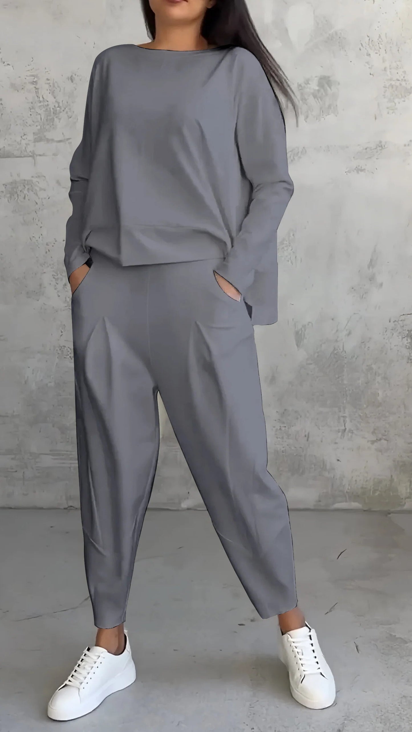 Loungewear-Set mit Rundhals und langen Ärmeln