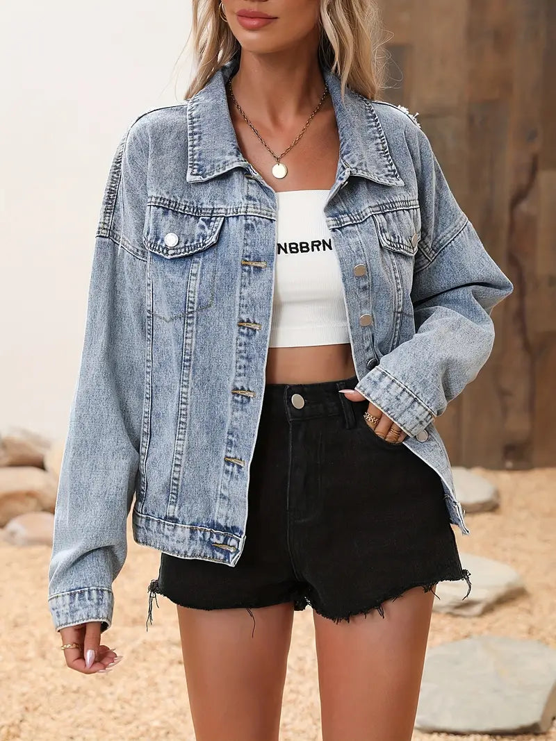 Jeansjacken mit Fransen und Pailletten