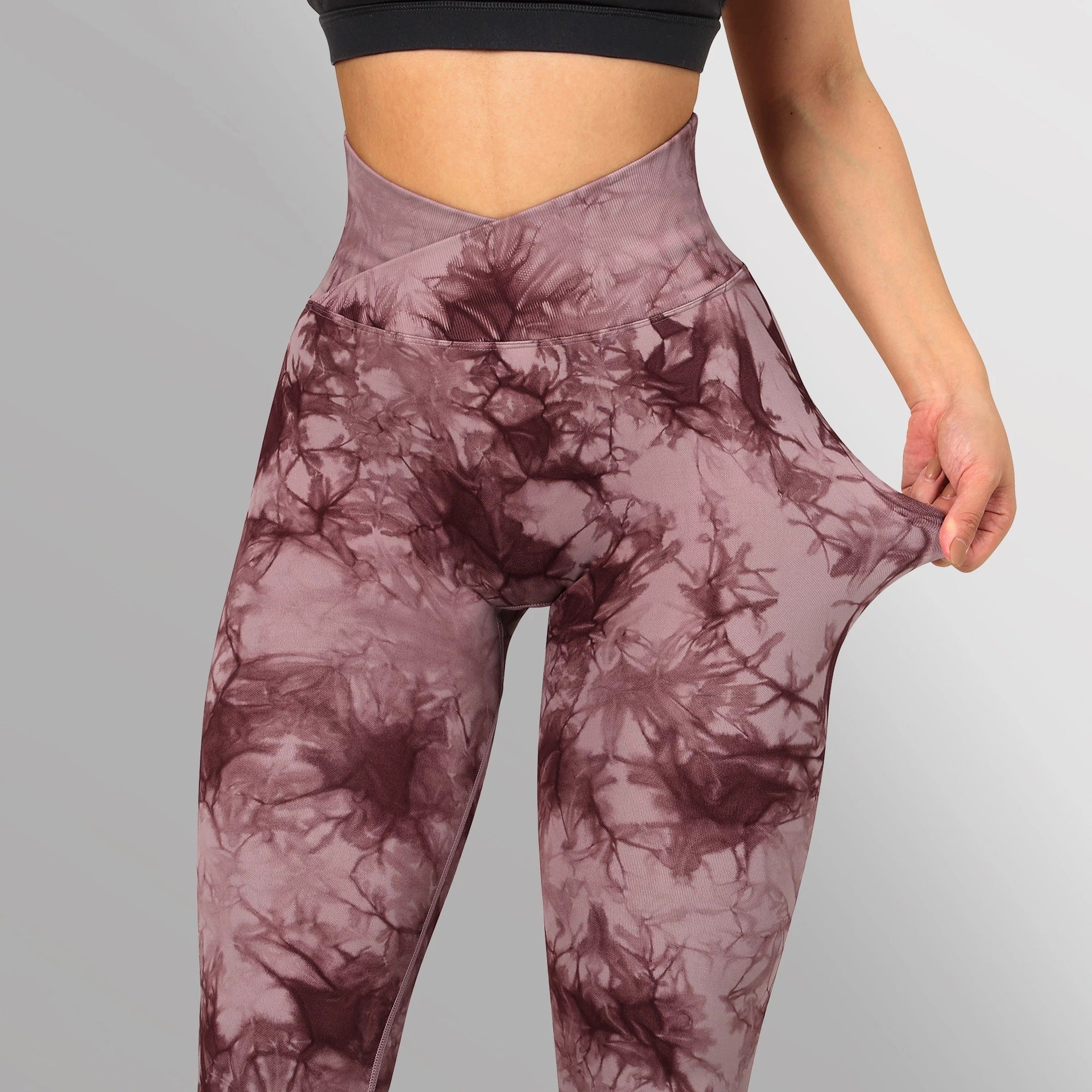 WOLFFMODE Damen Yoga Leggings: Nahtlos, Tie-Dye, Langlebig