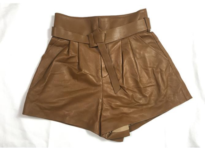 Stylish Harajuku Genuine Leather Shorts for Women by WOLFFMODE