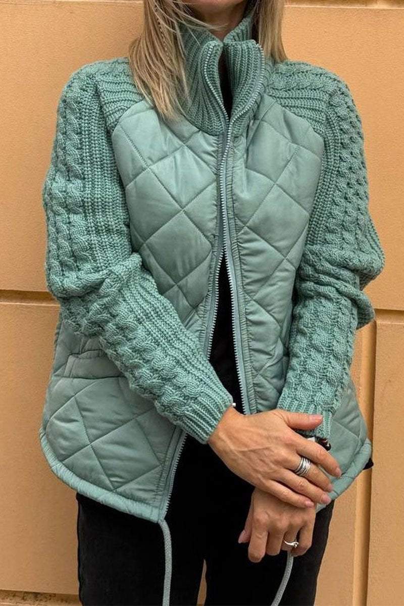 Wolffmode Damen-Patchwork-Jacke mit Reißverschluss für den Herbst