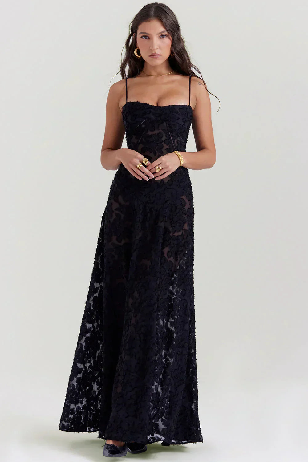 Wolffmode Maxi Dress with Corset Detail – Elegant for Special Occasions