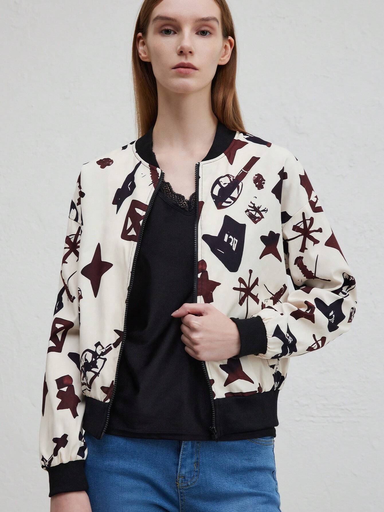 Baseball Jacket with Autumn/Winter Music Print by WOLFFMODE