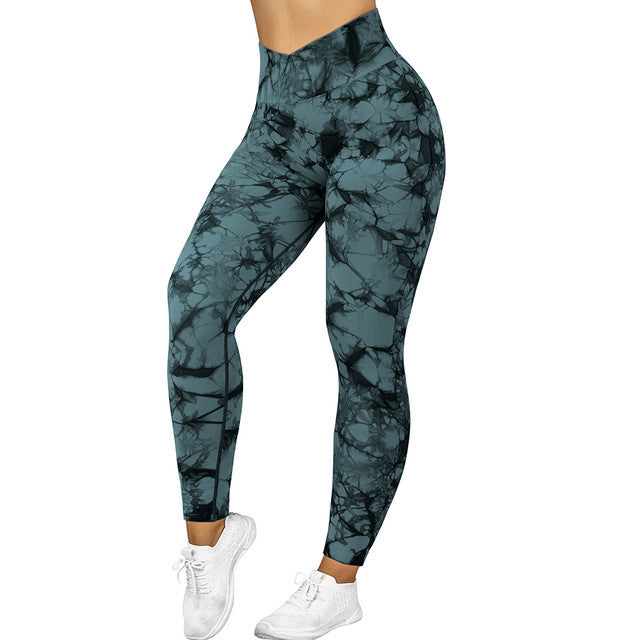 WOLFFMODE Damen Yoga Leggings: Nahtlos, Tie-Dye, Langlebig