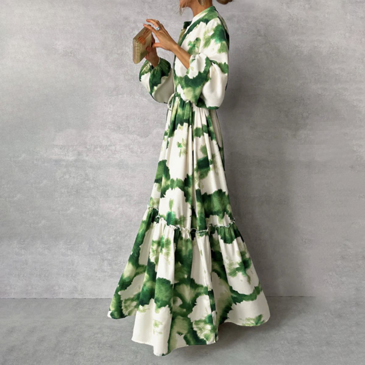 Drizella Green Maxi Dress by WOLFFMODE