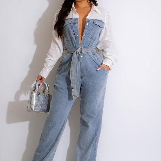 Overalls in Plus Sizes with Denim Seams by WolffMode