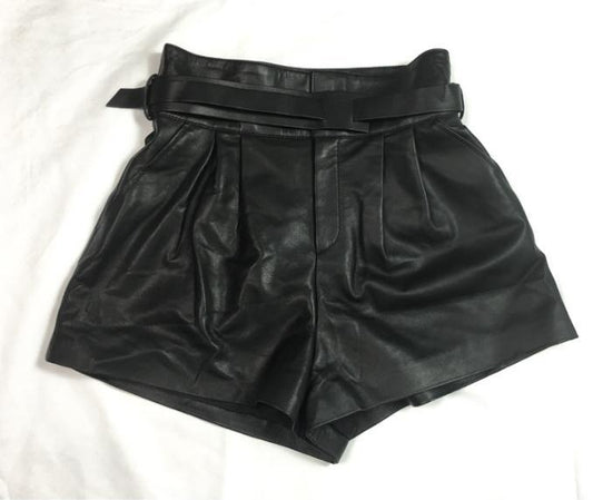 Stylish Harajuku Genuine Leather Shorts for Women by WOLFFMODE