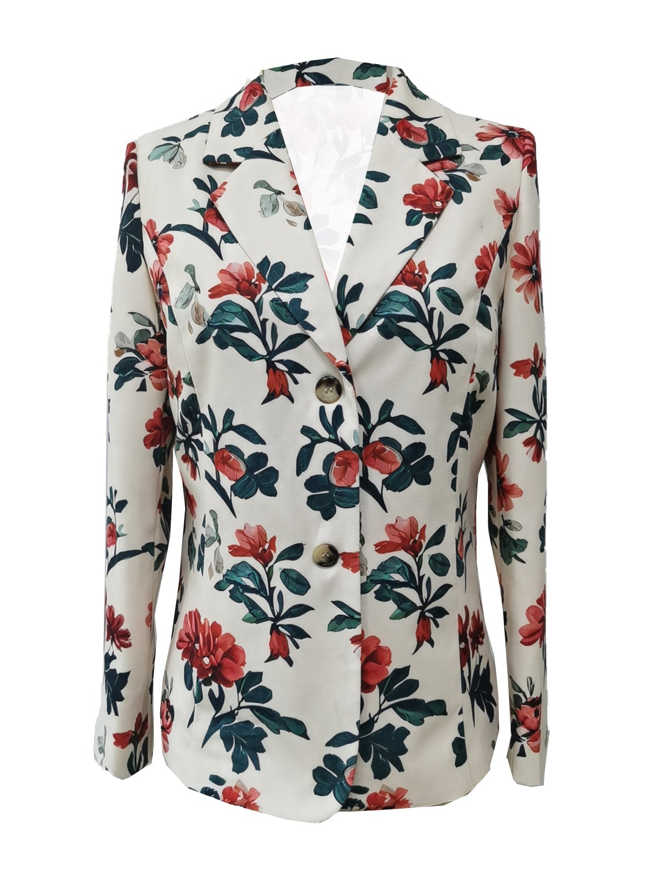 Apricot-colored, elegant floral office blazer by WOLFFMODE