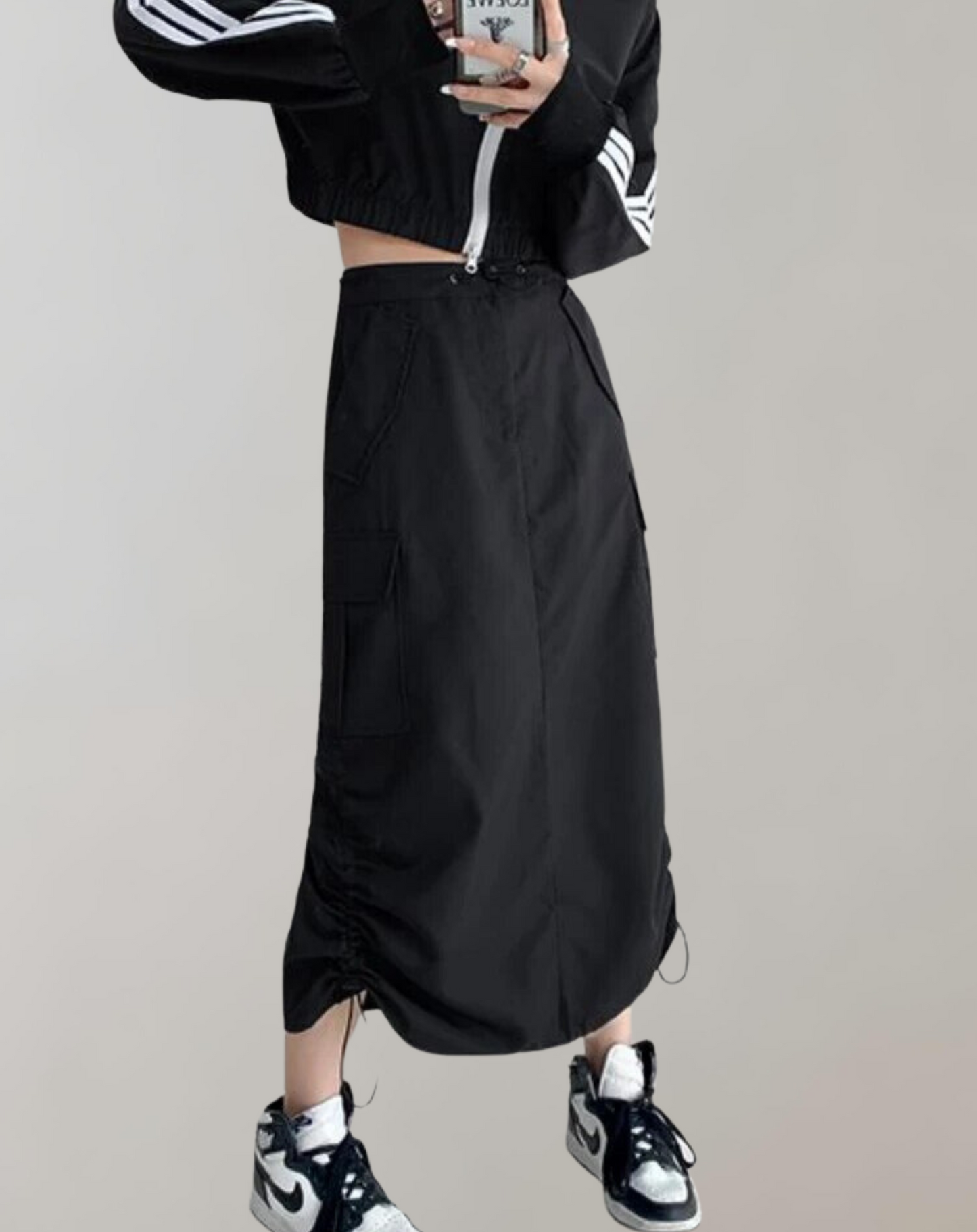 WolffMode Cargo Midi Hipster Skirt