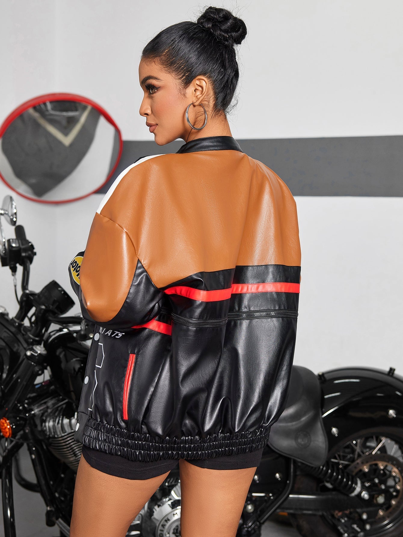 WOLFFMODE Detachable Leather Motorcycle Bomber Jacket