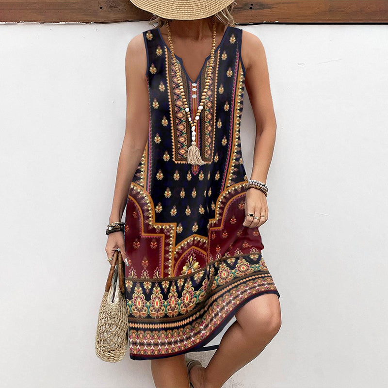 Leichtes Boho-Sommerkleid von WolffMode mit V-Ausschnitt