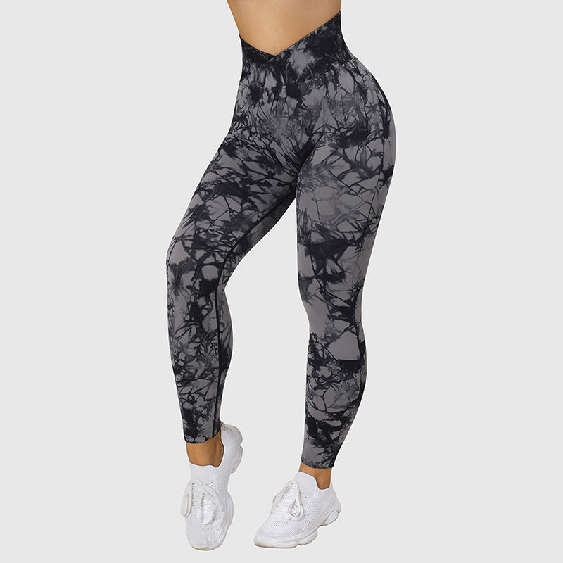 WOLFFMODE Damen Yoga Leggings: Nahtlos, Tie-Dye, Langlebig