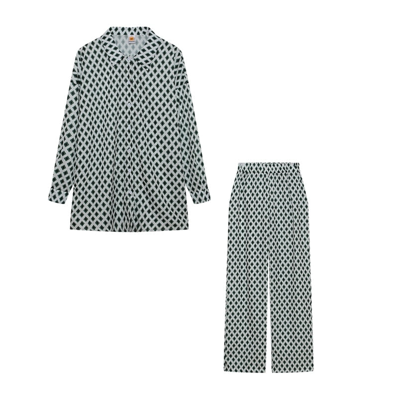 Modern Women's Twinset: Blouse and Trousers