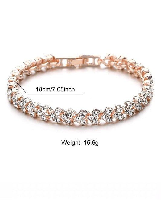 Glamorous women's tennis bracelet with sparkling heart-shaped zirconia stones by WolffMode