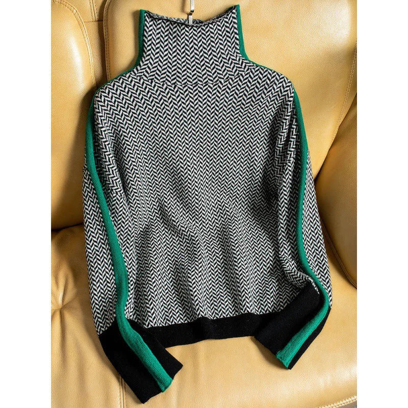 Rollkragenpullover von WOLFFMODE im geometrischen Strickdesign