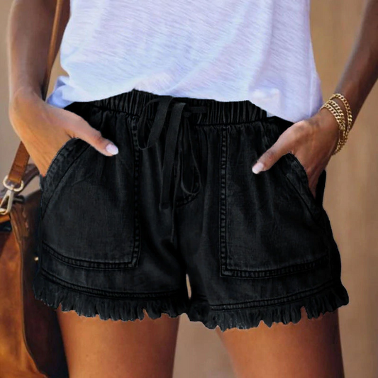 Hochwertige High-Waist Denim Shorts aus Stretchstoff