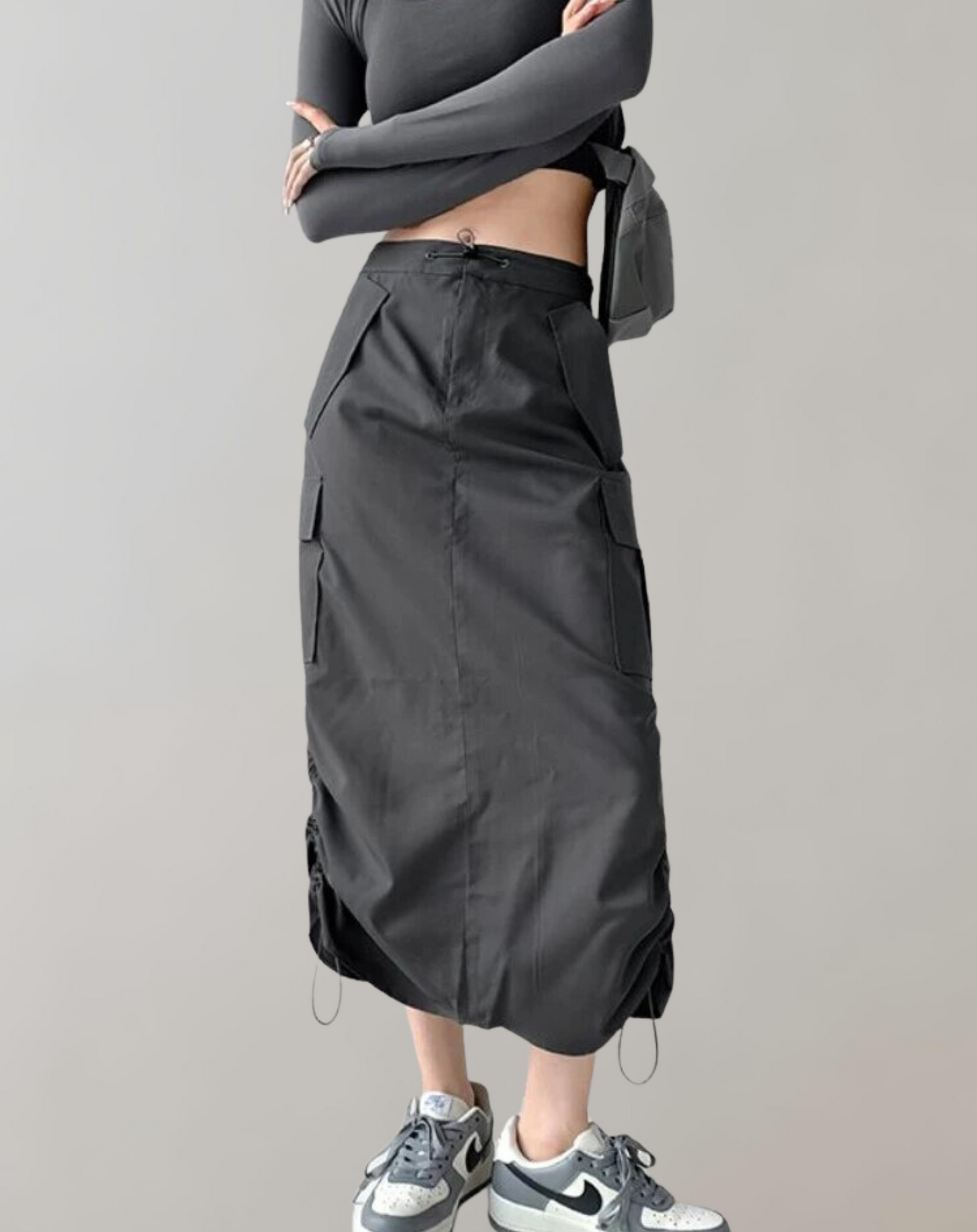 WolffMode Cargo Midi Hipster Skirt