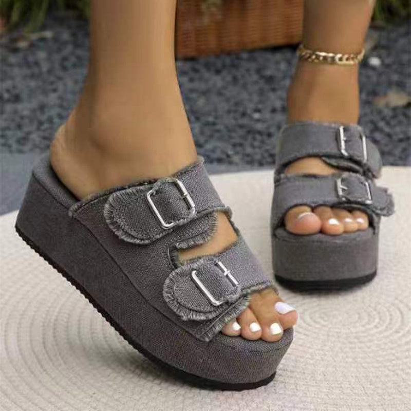 WolffMode Schnallensandalen aus Denim