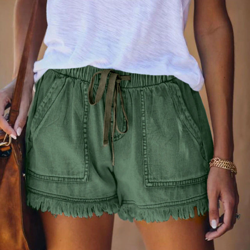 Hochwertige High-Waist Denim Shorts aus Stretchstoff