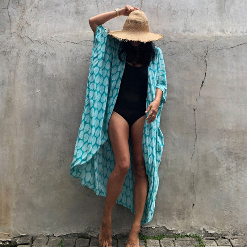 WOLFFMODE Elegant Beach Cover-Up Dress for Sun Protection