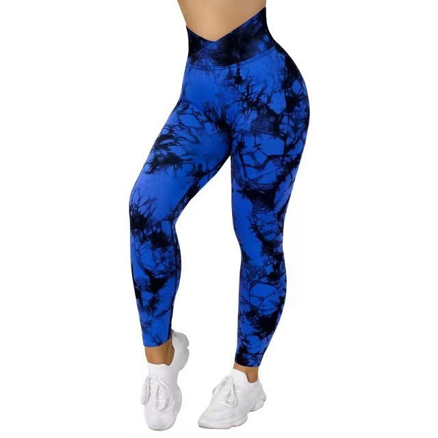 WOLFFMODE Damen Yoga Leggings: Nahtlos, Tie-Dye, Langlebig