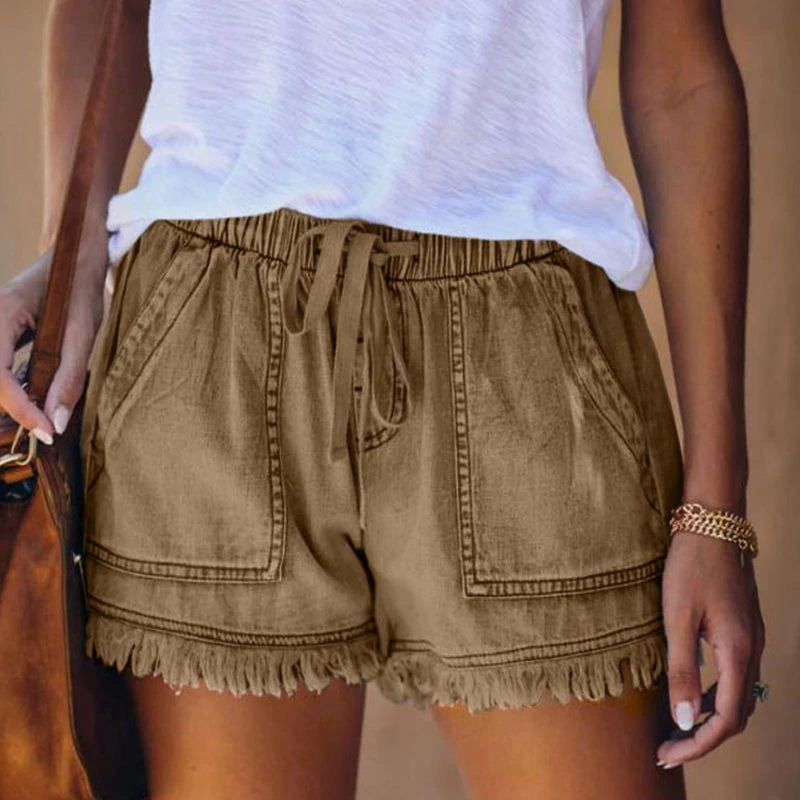 Hochwertige High-Waist Denim Shorts aus Stretchstoff