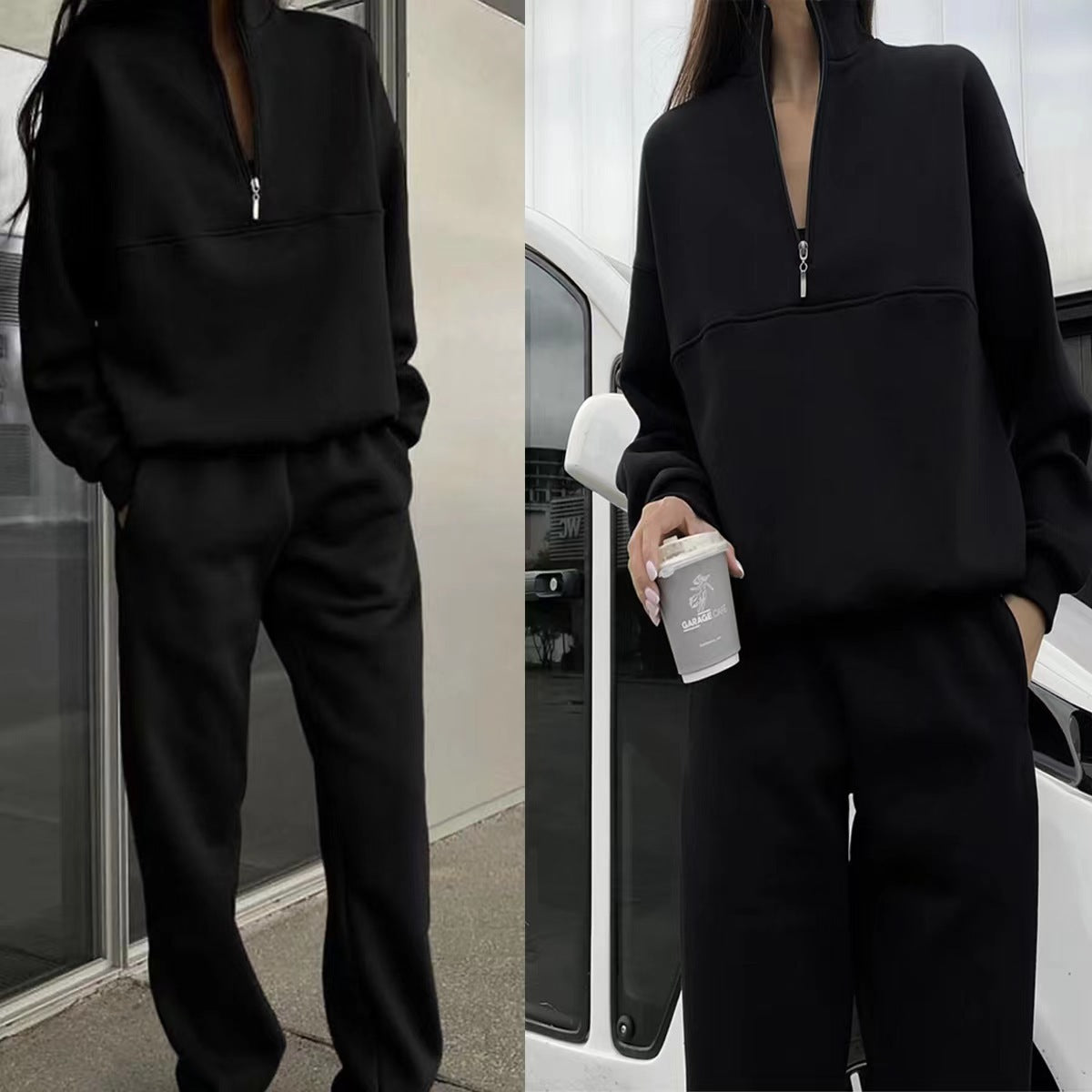 Dianna™ Fashionable Polo-Neck Sweatshirt Suit - Last Day Discount