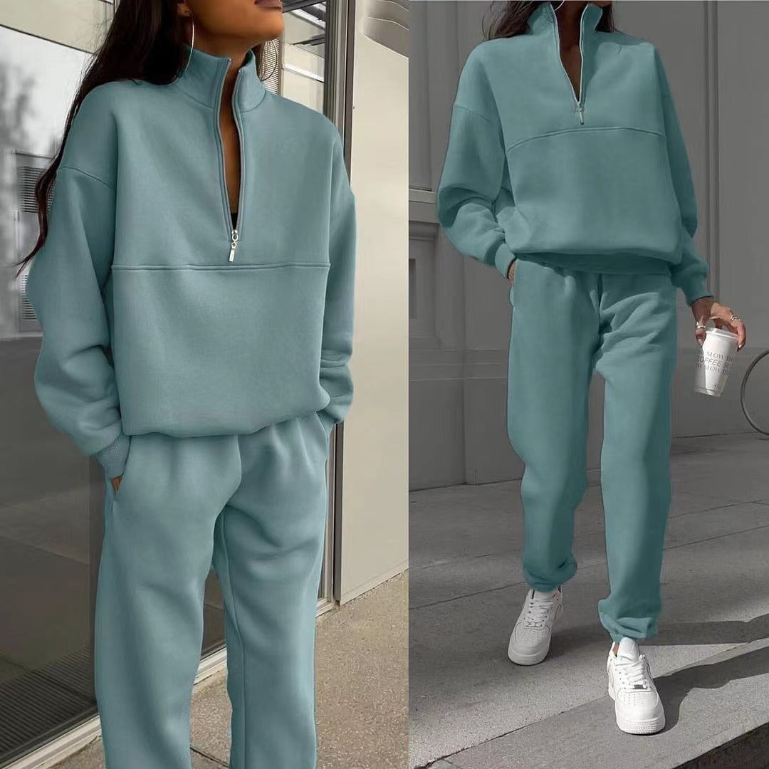 Dianna™ Fashionable Polo-Neck Sweatshirt Suit - Last Day Discount