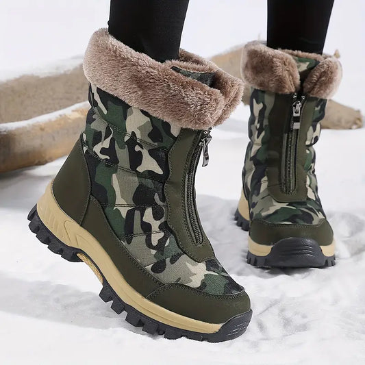 WOLFFMODE Women's Camouflage Cut-Out Winter Boots