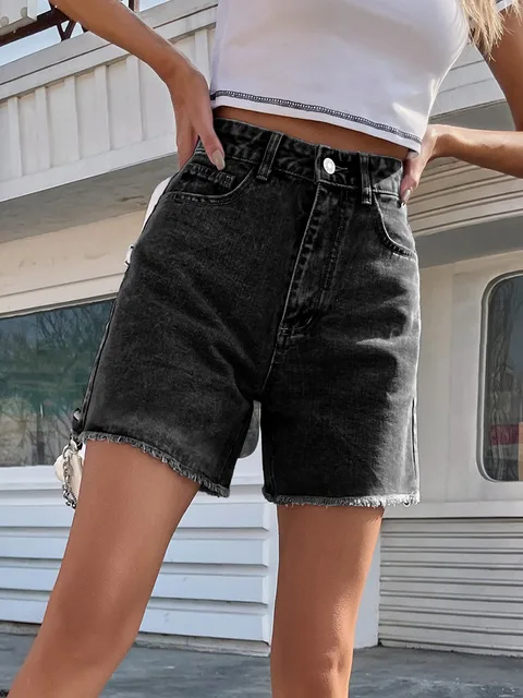 Hochwertige blaue Denim-Shorts mit hoher Taille von Lavelle™