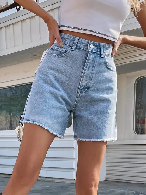 Hochwertige blaue Denim-Shorts mit hoher Taille von Lavelle™