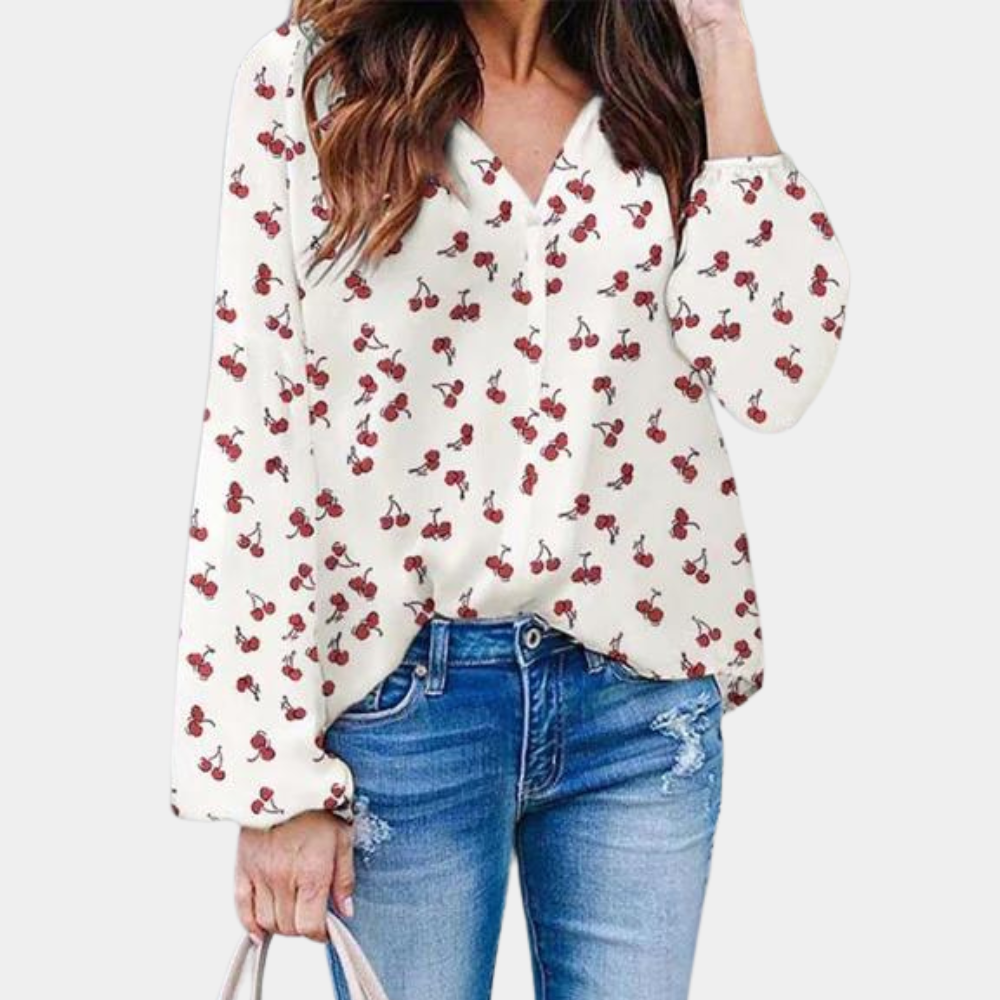 Blouse for women with cherry print