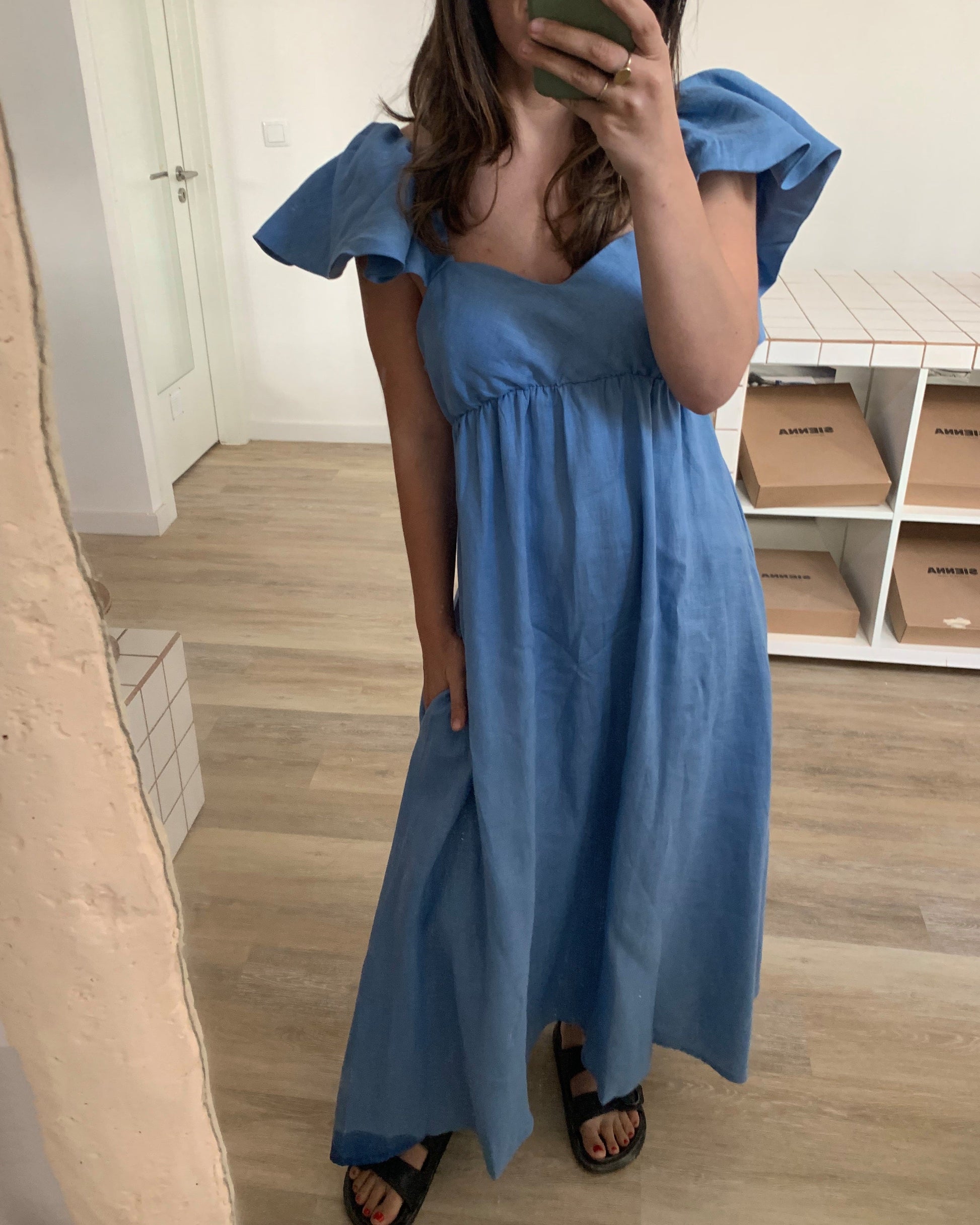 Blaues Leinenkleid von WolffMode