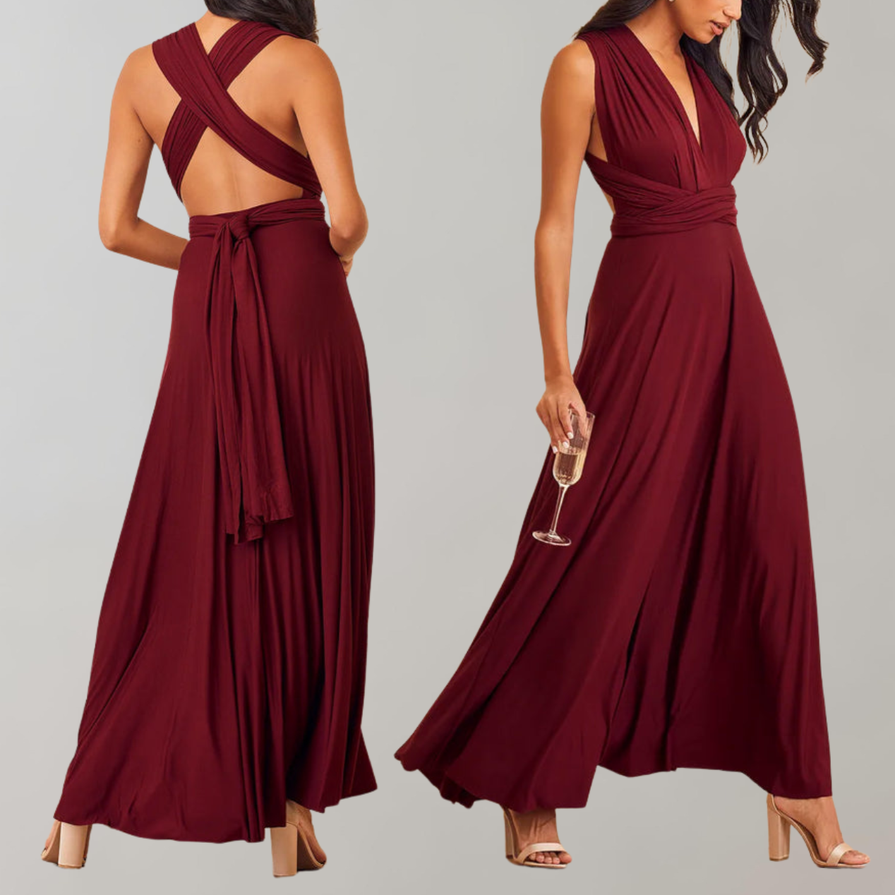 WolffMode Schick Maxidress with Waist Belt