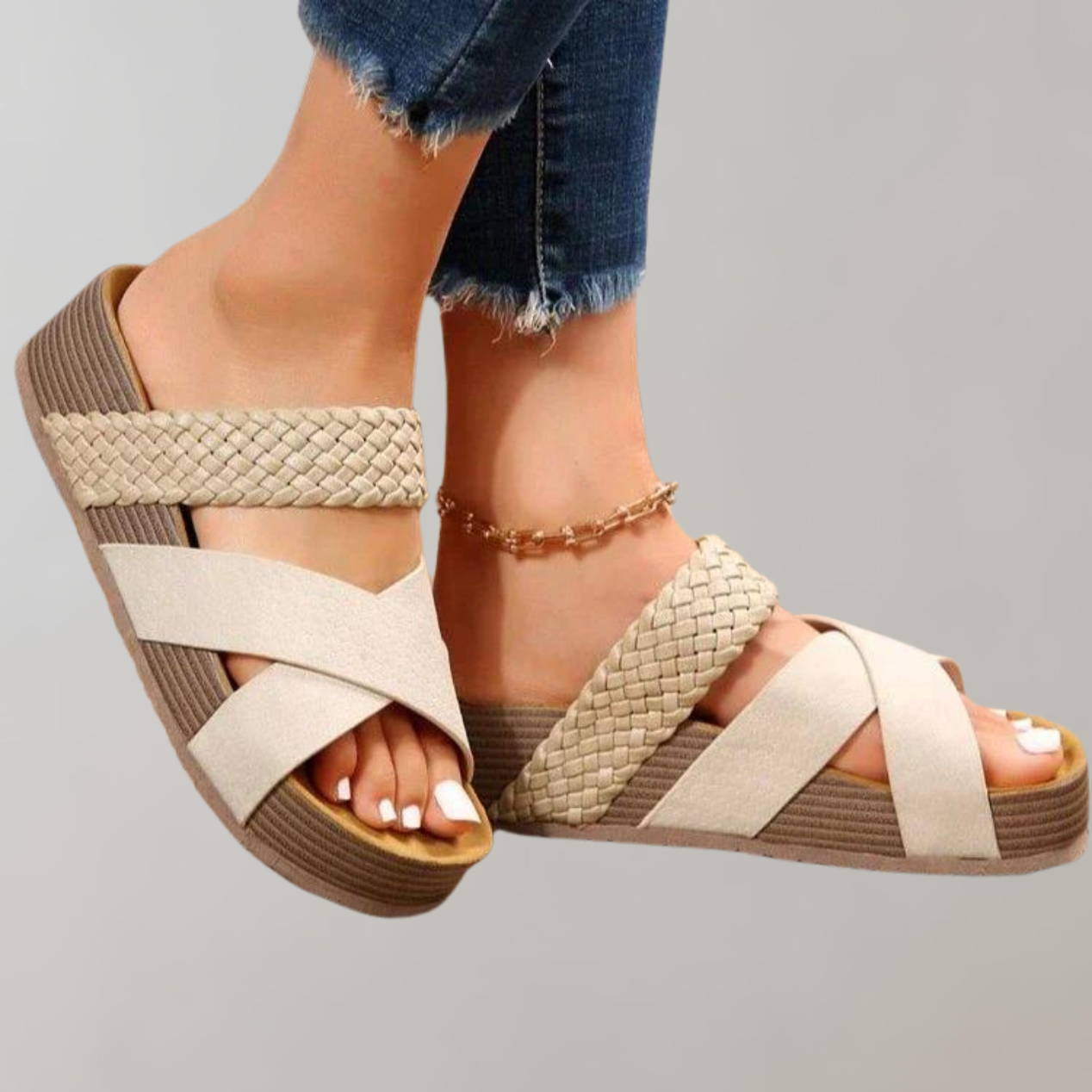 Komfortable Damen-Sandale von WolffMode: Orthopädische Plateau-Sommerschuhe mit 3 Riemen