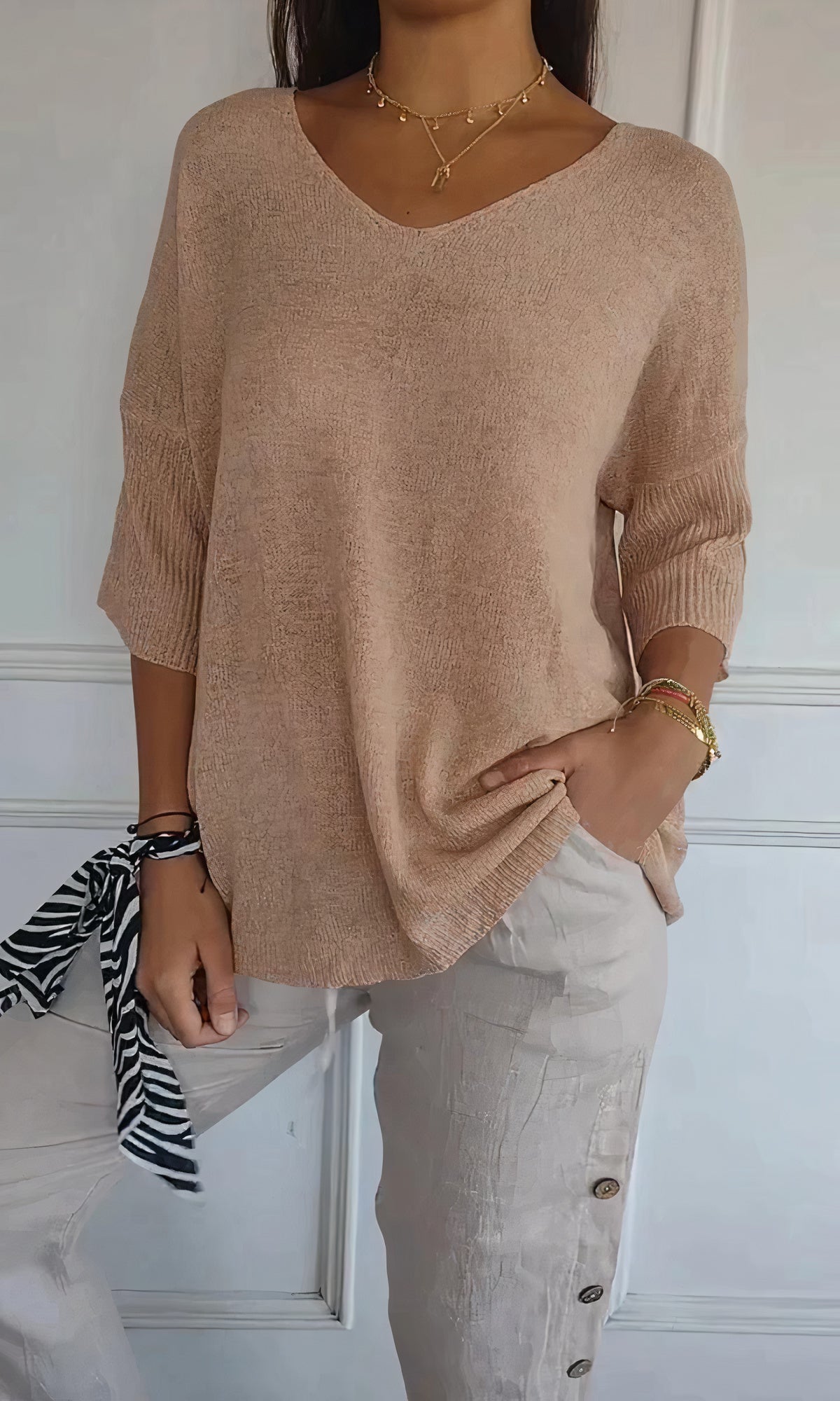 Stricktop mit V-Ausschnitt für Frauen