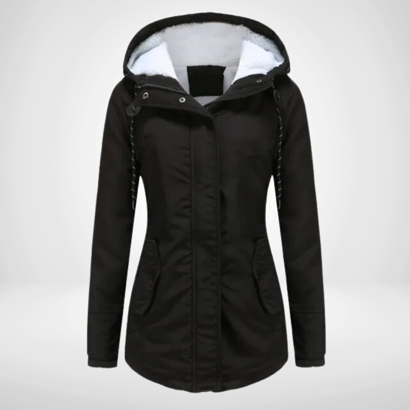 Womens hooded parka, warm winter coat