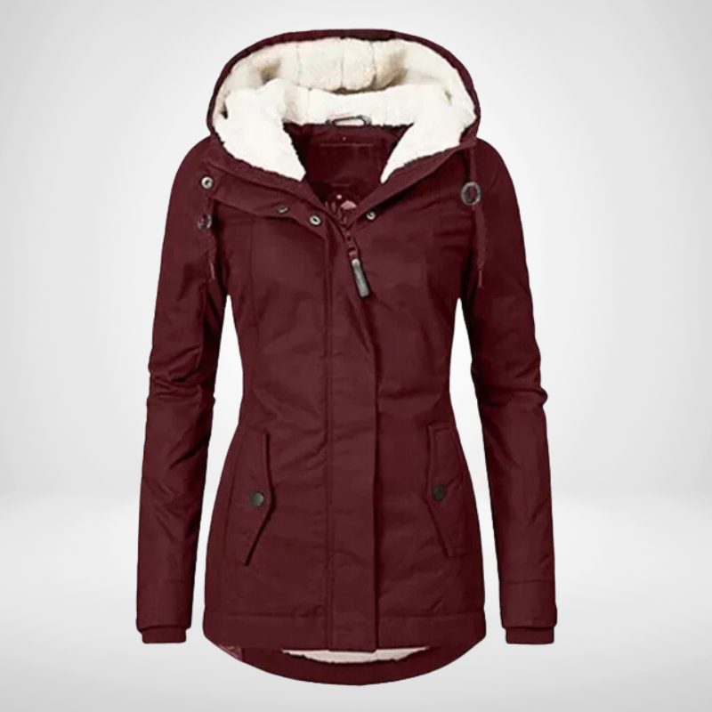 Womens hooded parka, warm winter coat