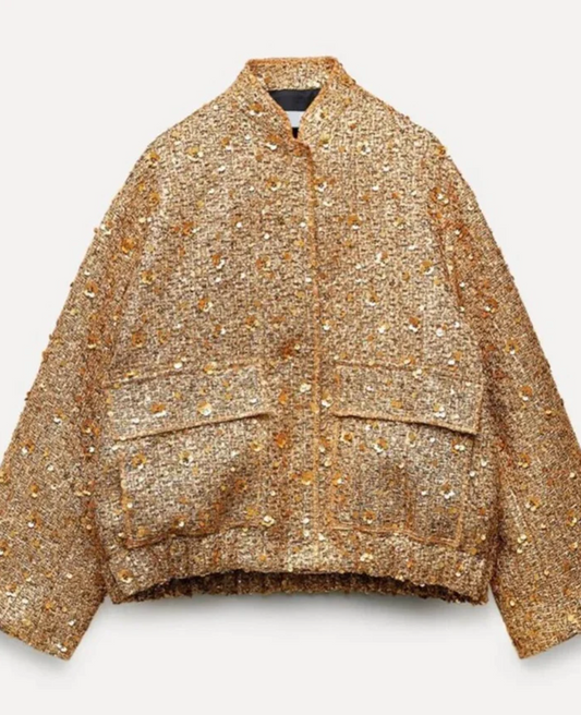 Women's Wolffmode Oversized Glitter Jacket with Loose Fit