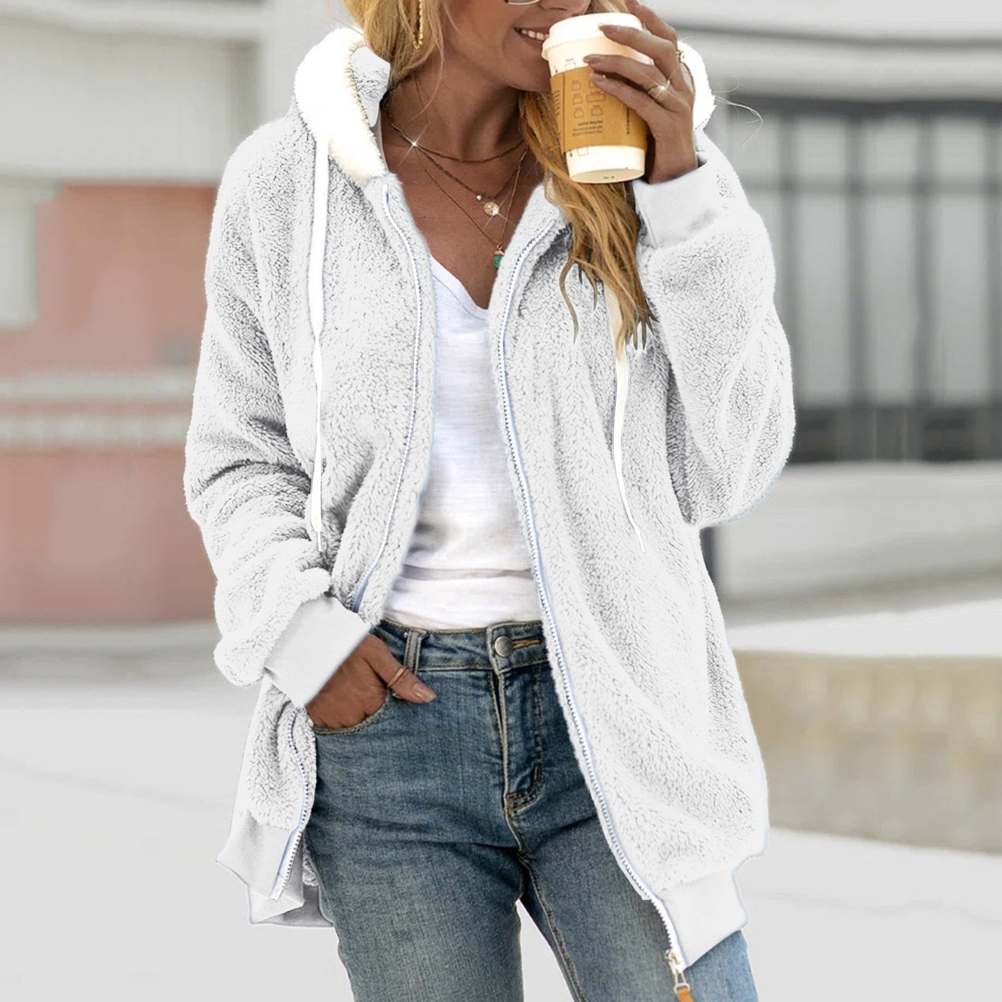 Women's Cozy Hooded WolffMode Fleece Cardigan