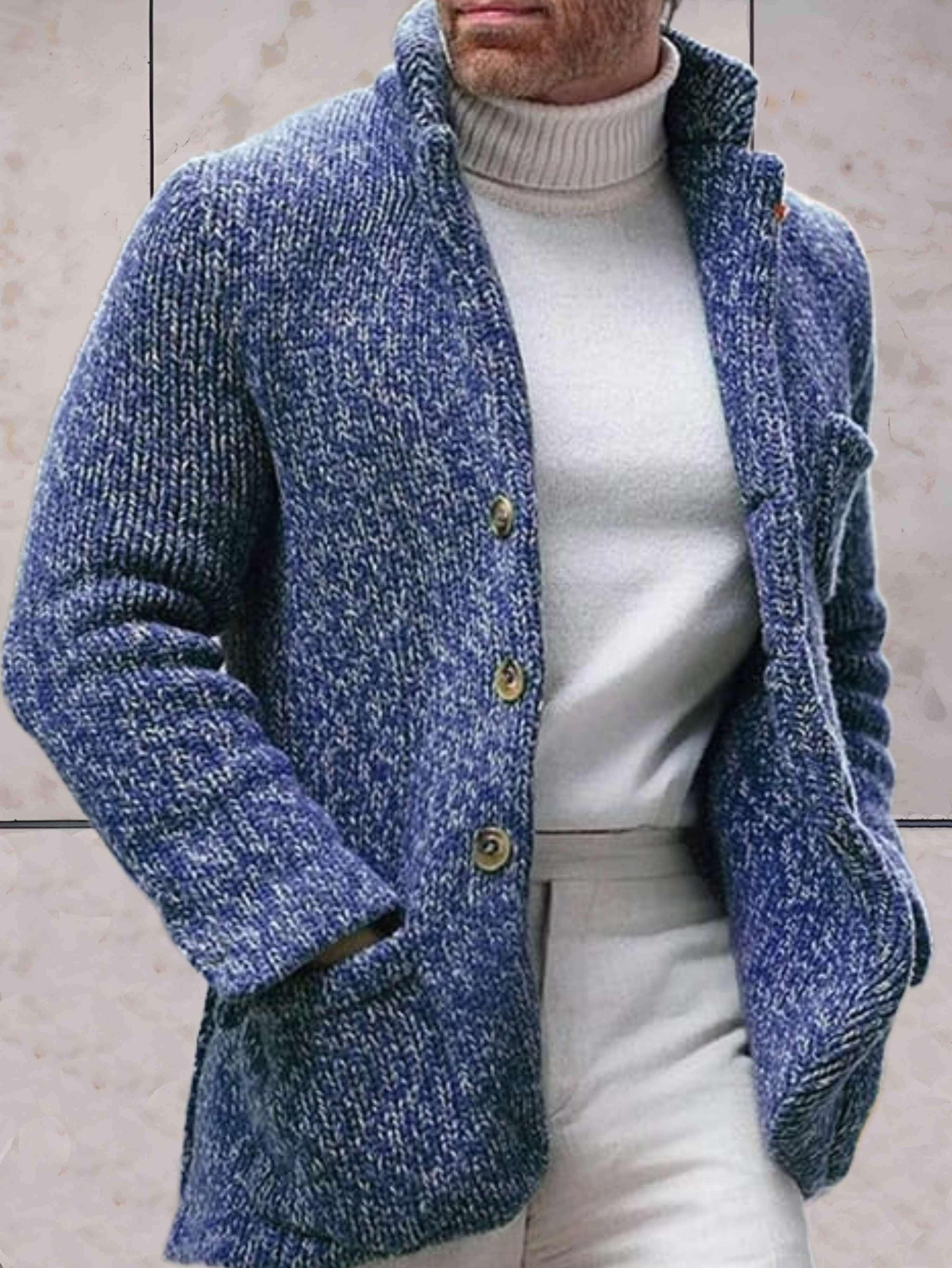 WolffMode: Oversized Knit Cardigan with High Neckline