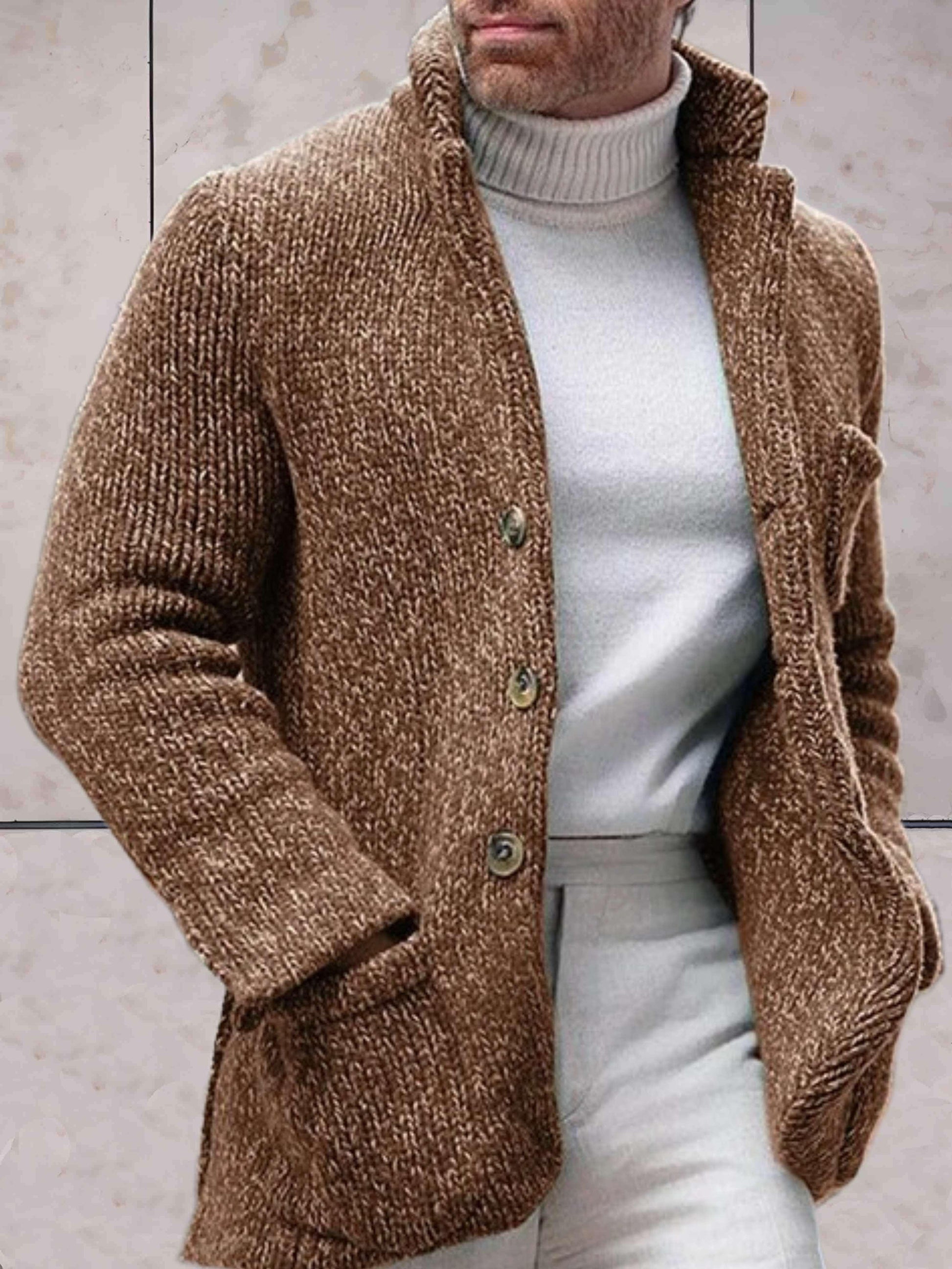 WolffMode: Oversized Knit Cardigan with High Neckline