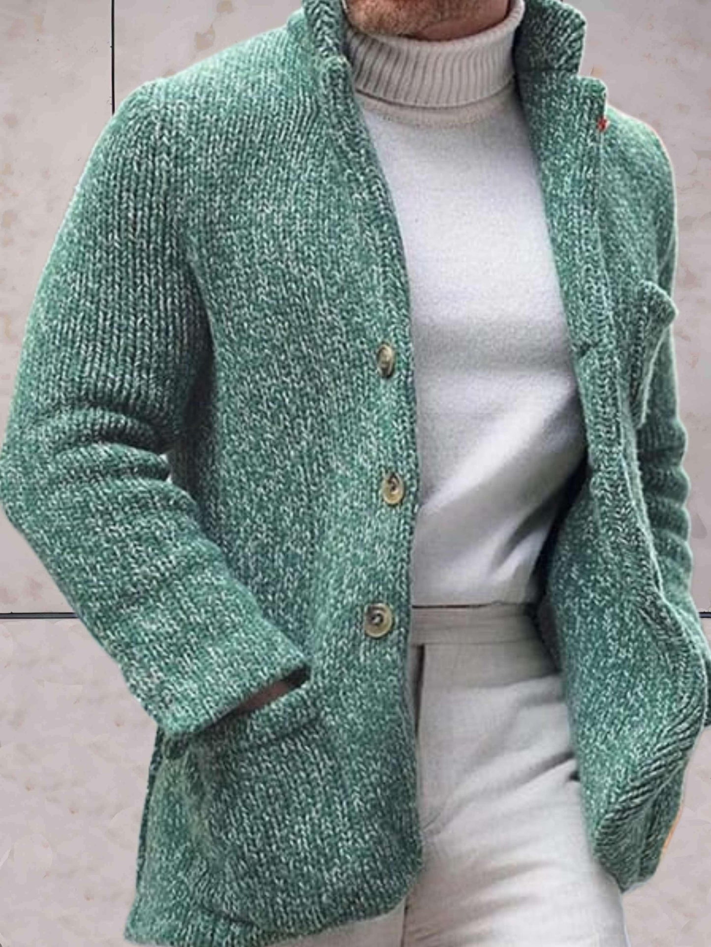 WolffMode: Oversized Knit Cardigan with High Neckline