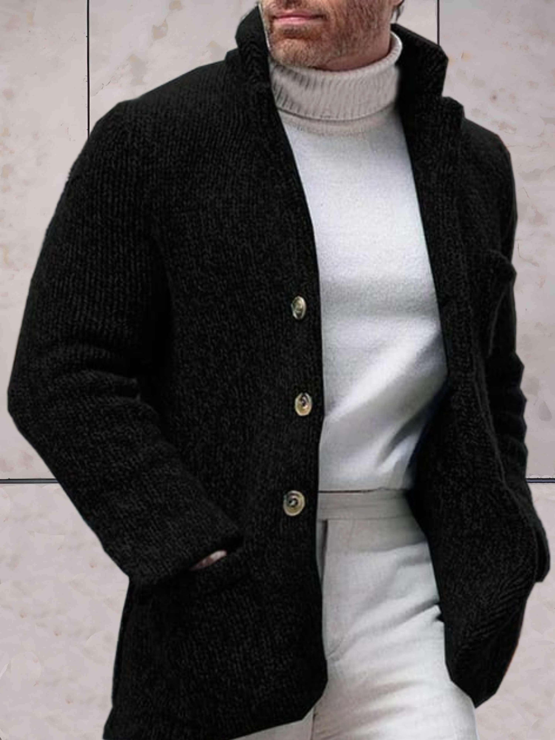 WolffMode: Oversized Knit Cardigan with High Neckline