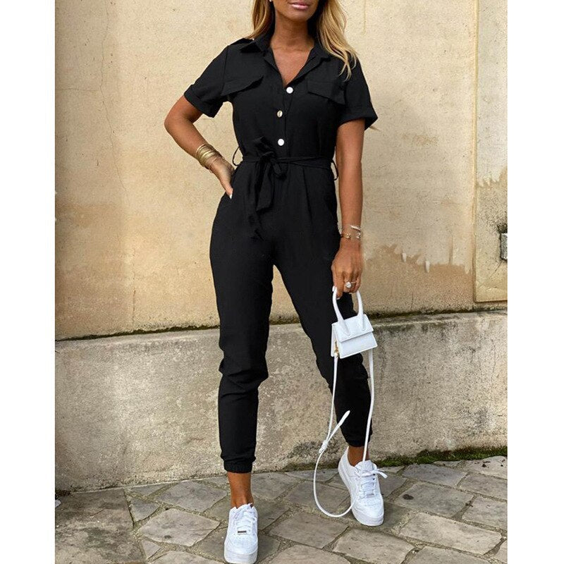 Fabiola Jumpsuit mit Gürtel und Knöpfen von WOLFFMODE