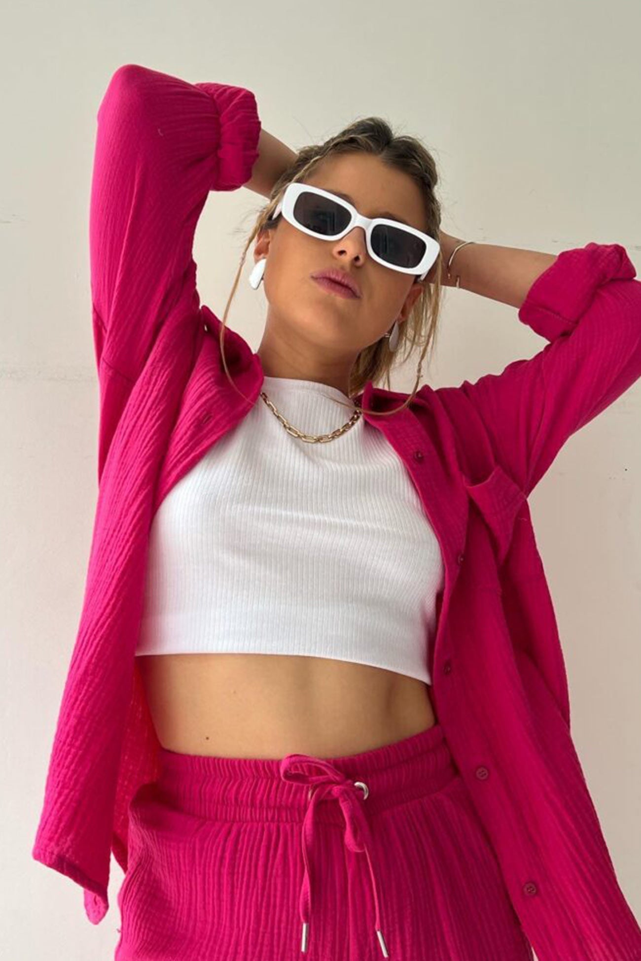 Elegantes und bequemes Langarm-Shirt-Shorts-Set