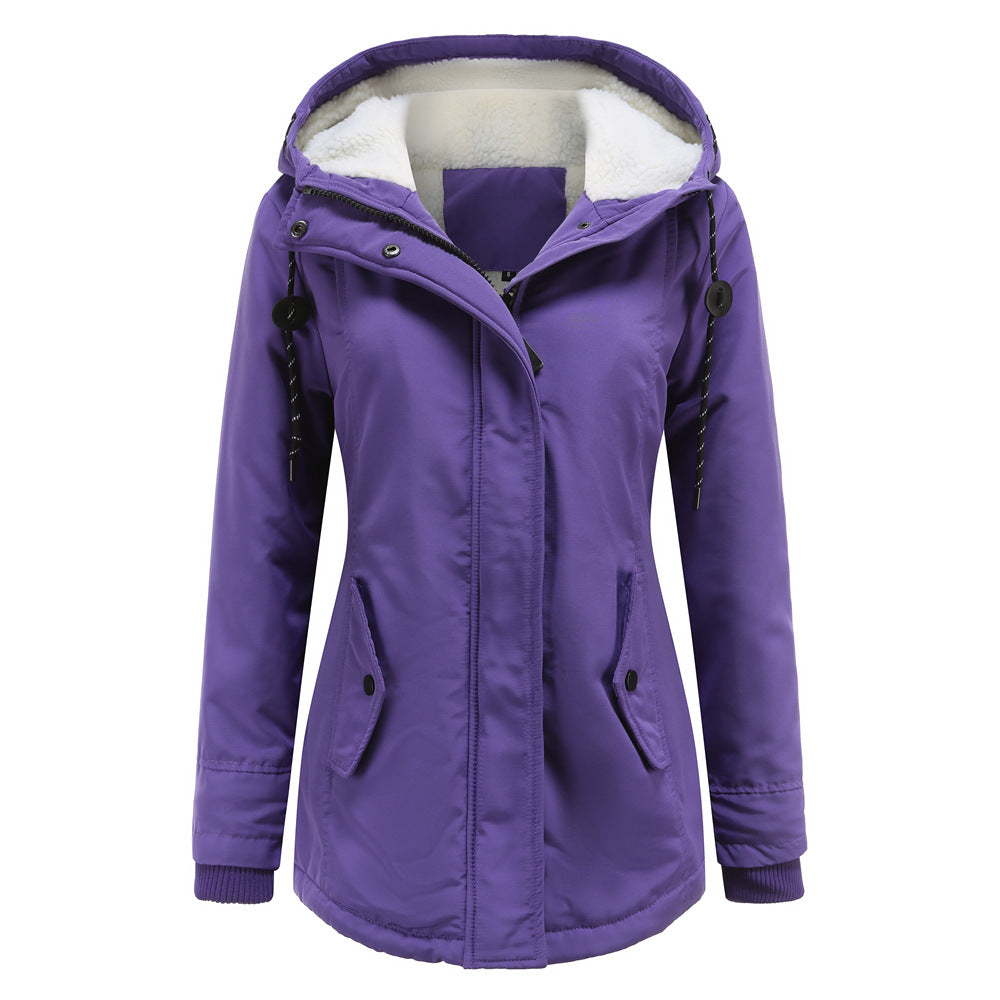 Womens hooded parka, warm winter coat