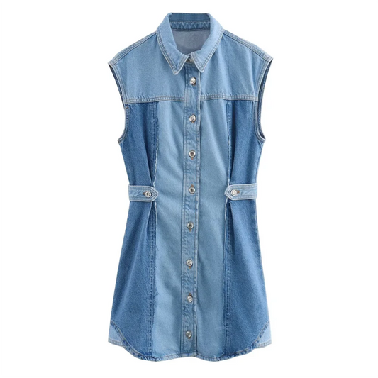 WolffMode Kurzarm-Denim-Sommerkleid