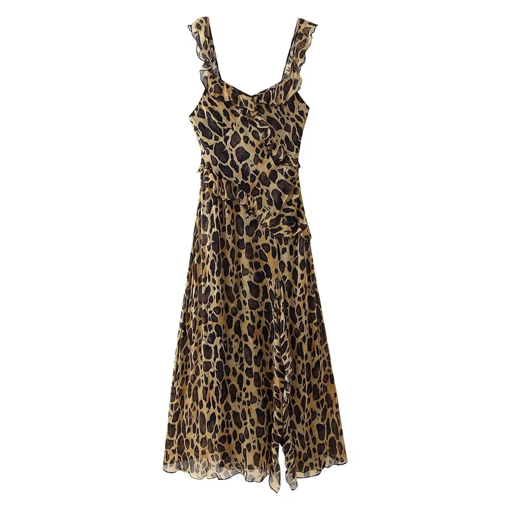 WolffMode Summer Leopard Print Polyester Dress