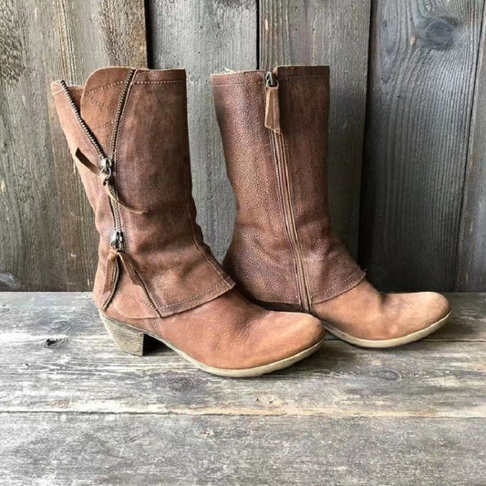 Elegante braune Damen-Cowboy-Kniestiefel für den Herbst von WOLFFMODE